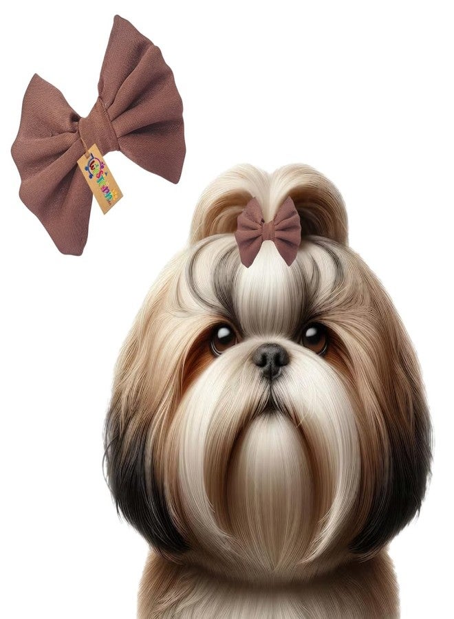 ويستيرن إرا مشبك شعر للكلاب بتصميم فيونكة مستوحى من العصر الغربي | إكسسوار أنيق للحيوانات الأليفة | ناعم ومريح | مناسب للكلاب الصغيرة والمتوسطة والكبيرة | مثالي للعناية الشخصية، جلسات التصوير، والحفلات. تصميم عصري ومتين للحيوانات الأليفة (بني) - Image 1